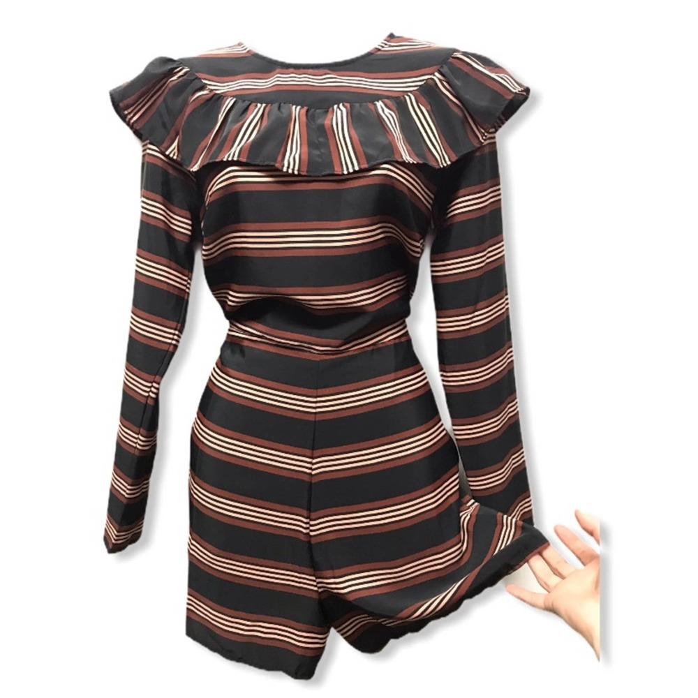 ASOS | Chic Long Sleeve Striped Romper •